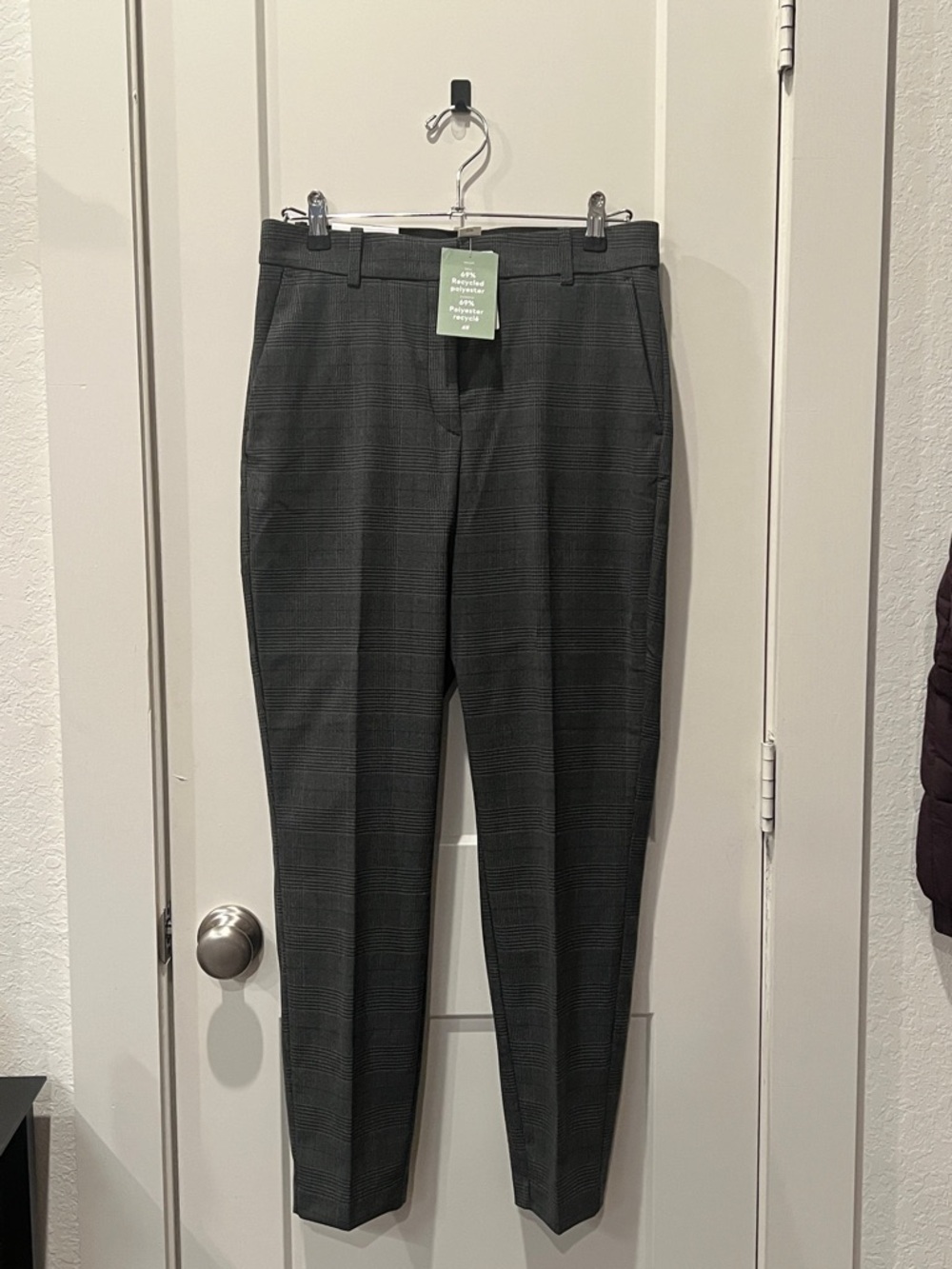 H&M Womens Charcoal Glen Plaid Dress Pants